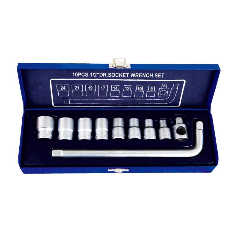 10-Piece 12.5mm Metric Socket Set with L-Bar & Adapter