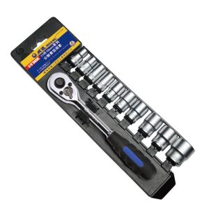 11-Piece 10mm Drive Metric Socket Set with Quick-Release Ratchet