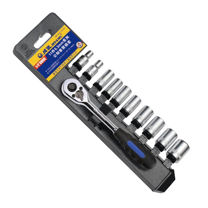 11-Piece 6.3mm Metric Socket Set with Ratchet Wrench