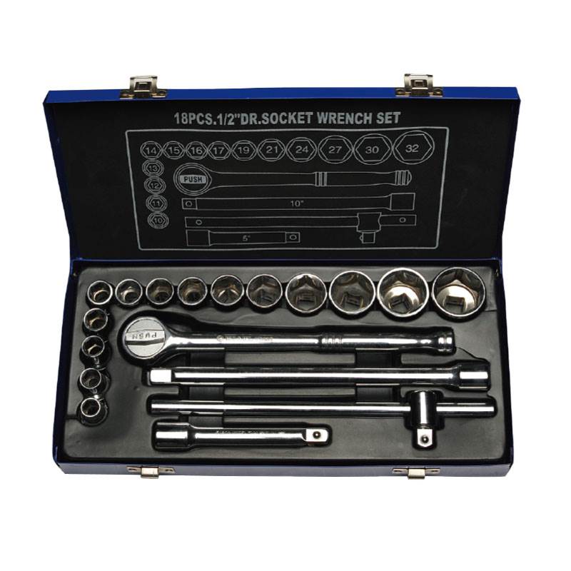 18Pc 12.5mm Drive Metric 6PT Socket Set Final Clearance