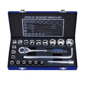 21-Piece 12.5mm Metric Socket Set with Ratchet L-Bar
