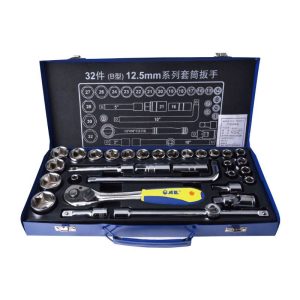 32-Piece 12.5mm Metric Socket Set with Ratchet Kit