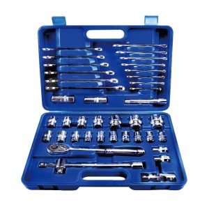 40-Piece 12.5mm Drive Metric Socket Set with Ratchet & Combination Wrenches