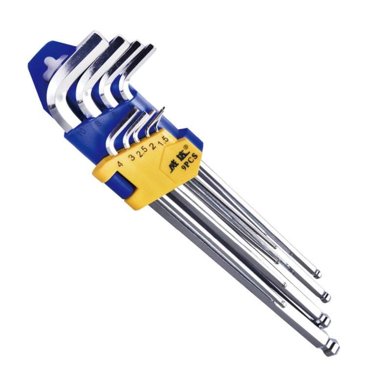 Ball End Hex Key Set, Metric Ball-End Allen Wrench Set, 9Pcs Cr-V Chrome Hex Key Kit